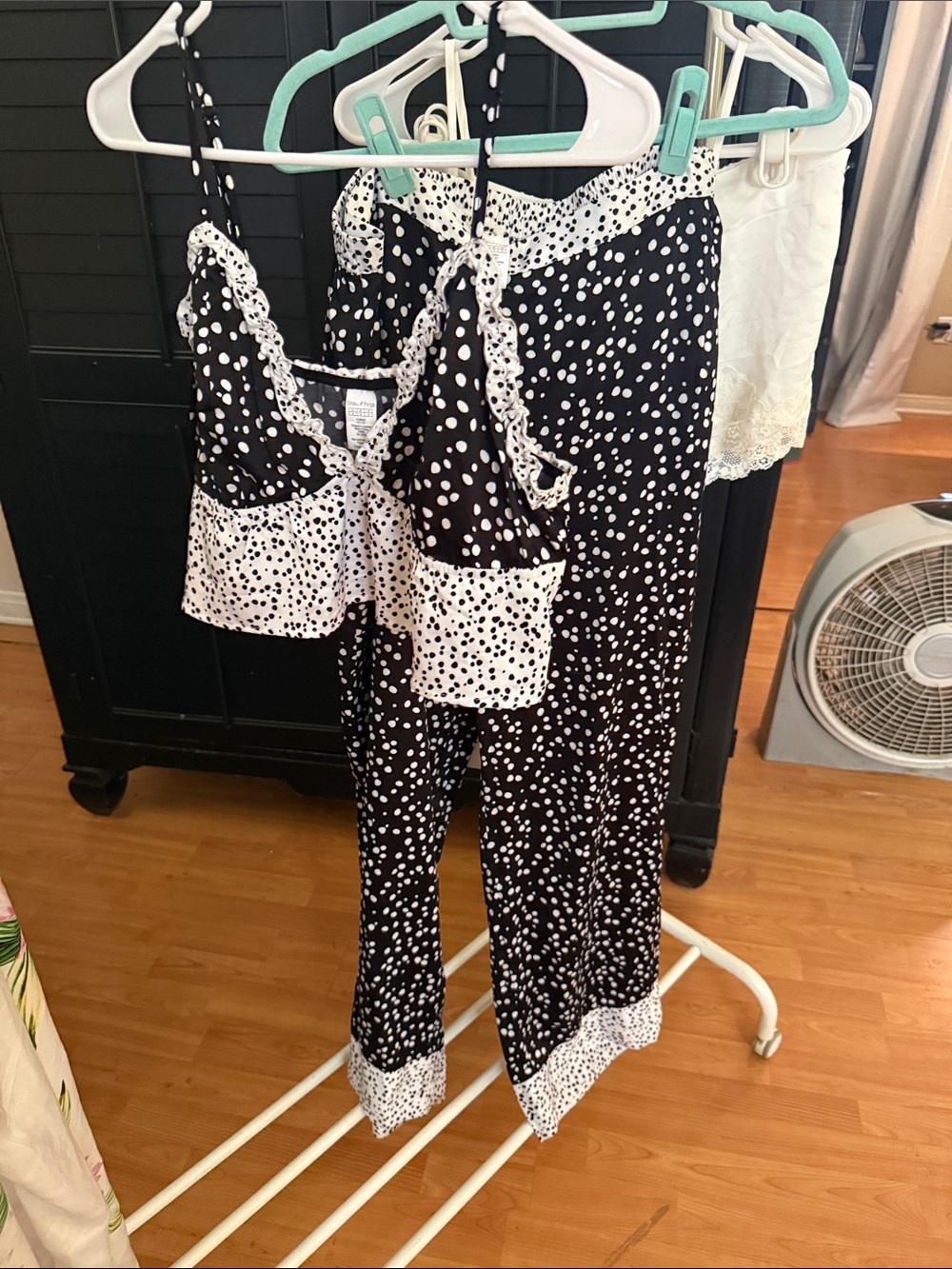 Bras N Things Black and White Polka Dot Pajama Set